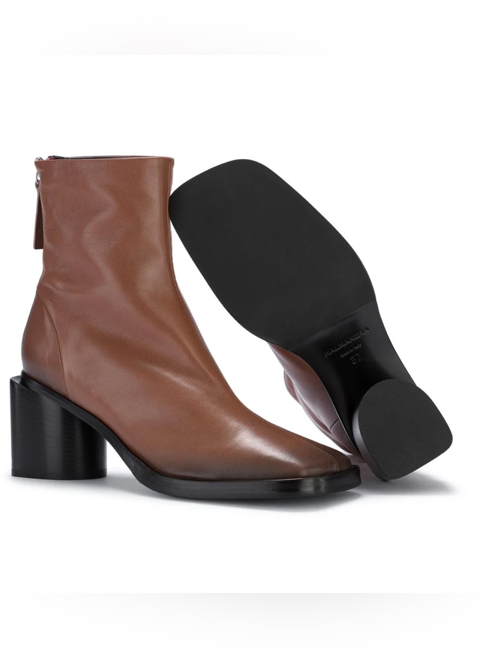 Halmanera Italian Leather Ankle Boots Heels Linda 13 Caramel Brown Size 40 US 10 - Picture 2 of 15